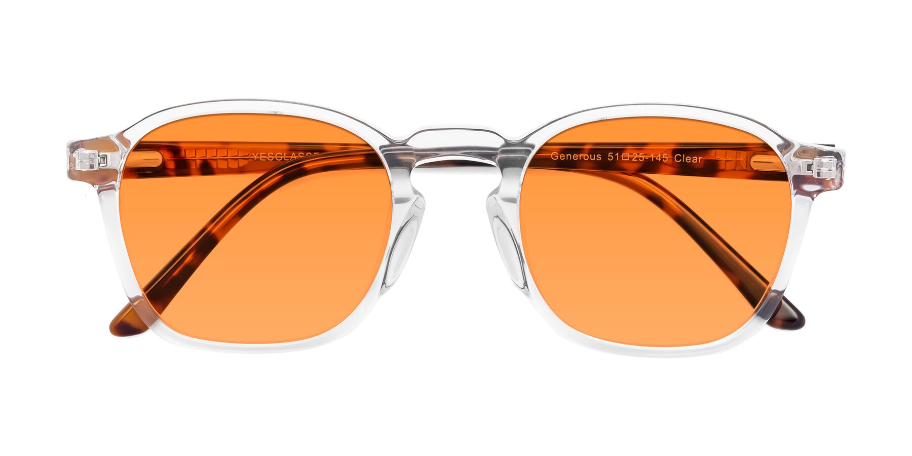 Folded Front of Generous in Clear with Orange Tinted Lenses