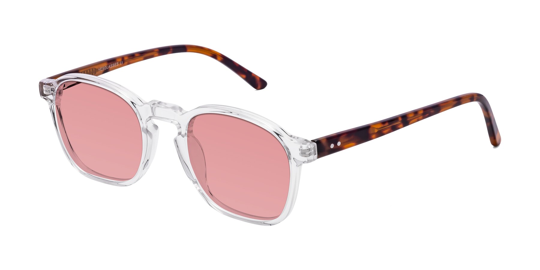 Angle of Generous in Clear with Medium Garnet Tinted Lenses