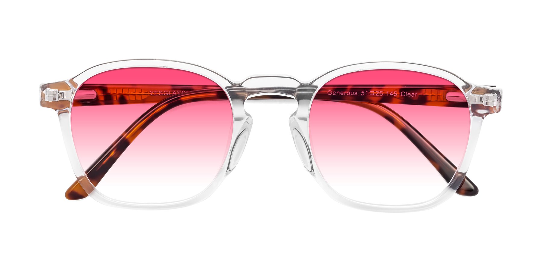 Folded Front of Generous in Clear with Pink Gradient Lenses