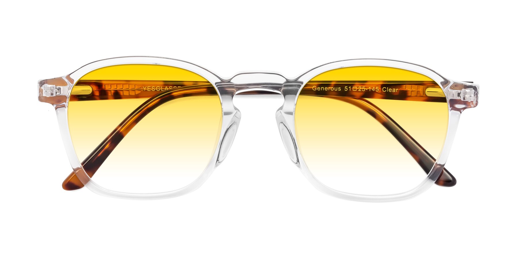 Folded Front of Generous in Clear with Yellow Gradient Lenses