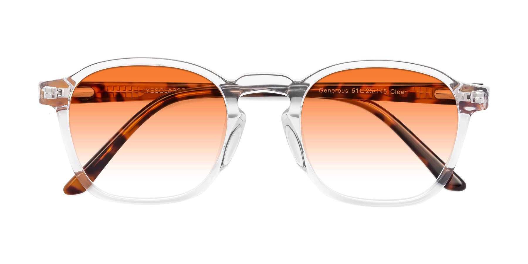 Folded Front of Generous in Clear with Orange Gradient Lenses