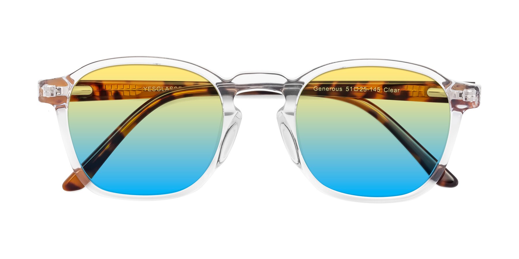 Folded Front of Generous in Clear with Yellow / Blue Gradient Lenses