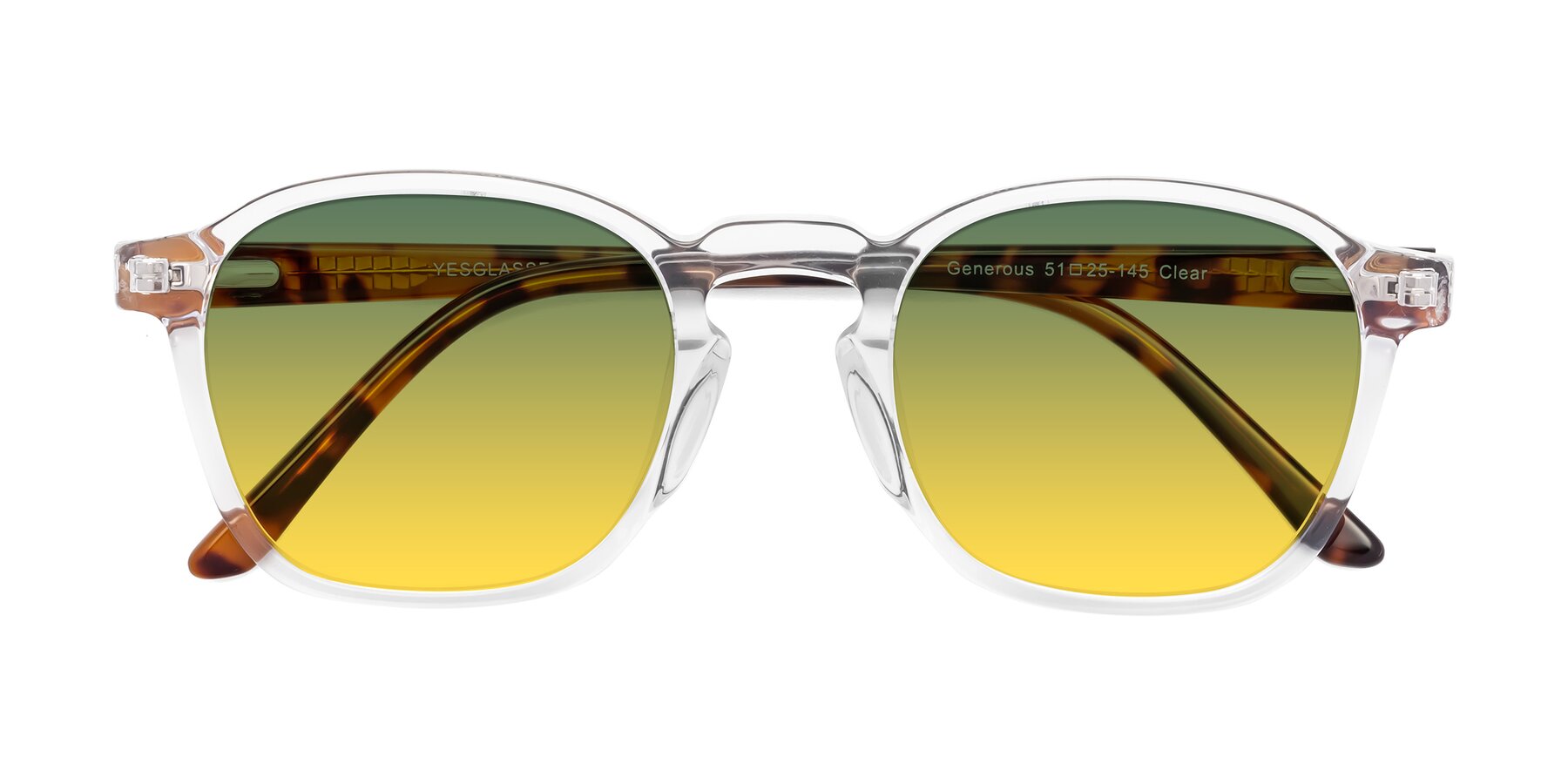 Folded Front of Generous in Clear with Green / Yellow Gradient Lenses