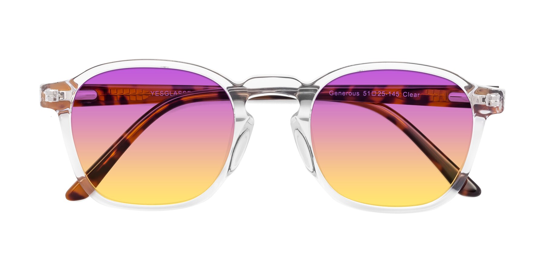Folded Front of Generous in Clear with Purple / Yellow Gradient Lenses