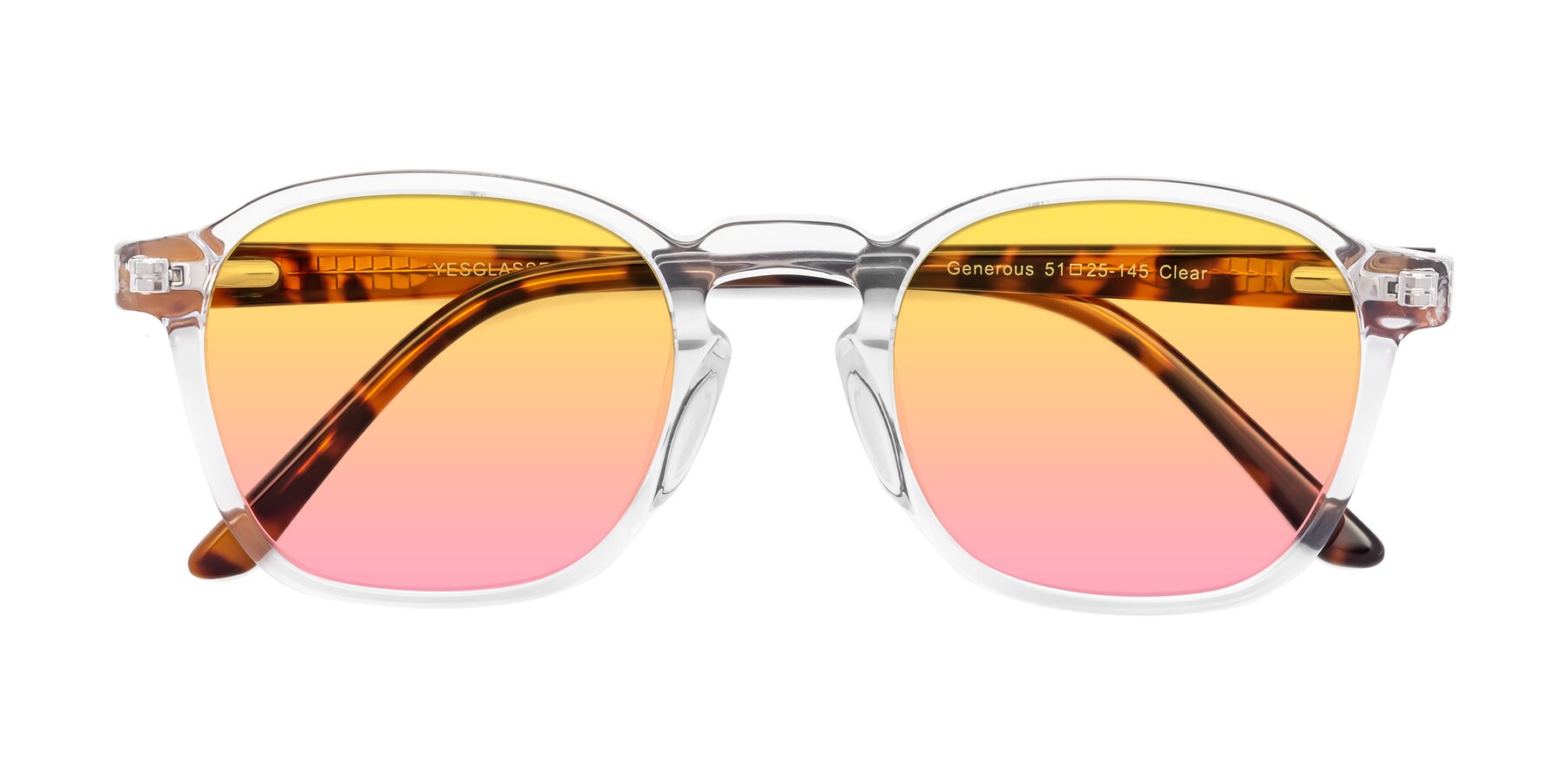 Folded Front of Generous in Clear with Yellow / Pink Gradient Lenses