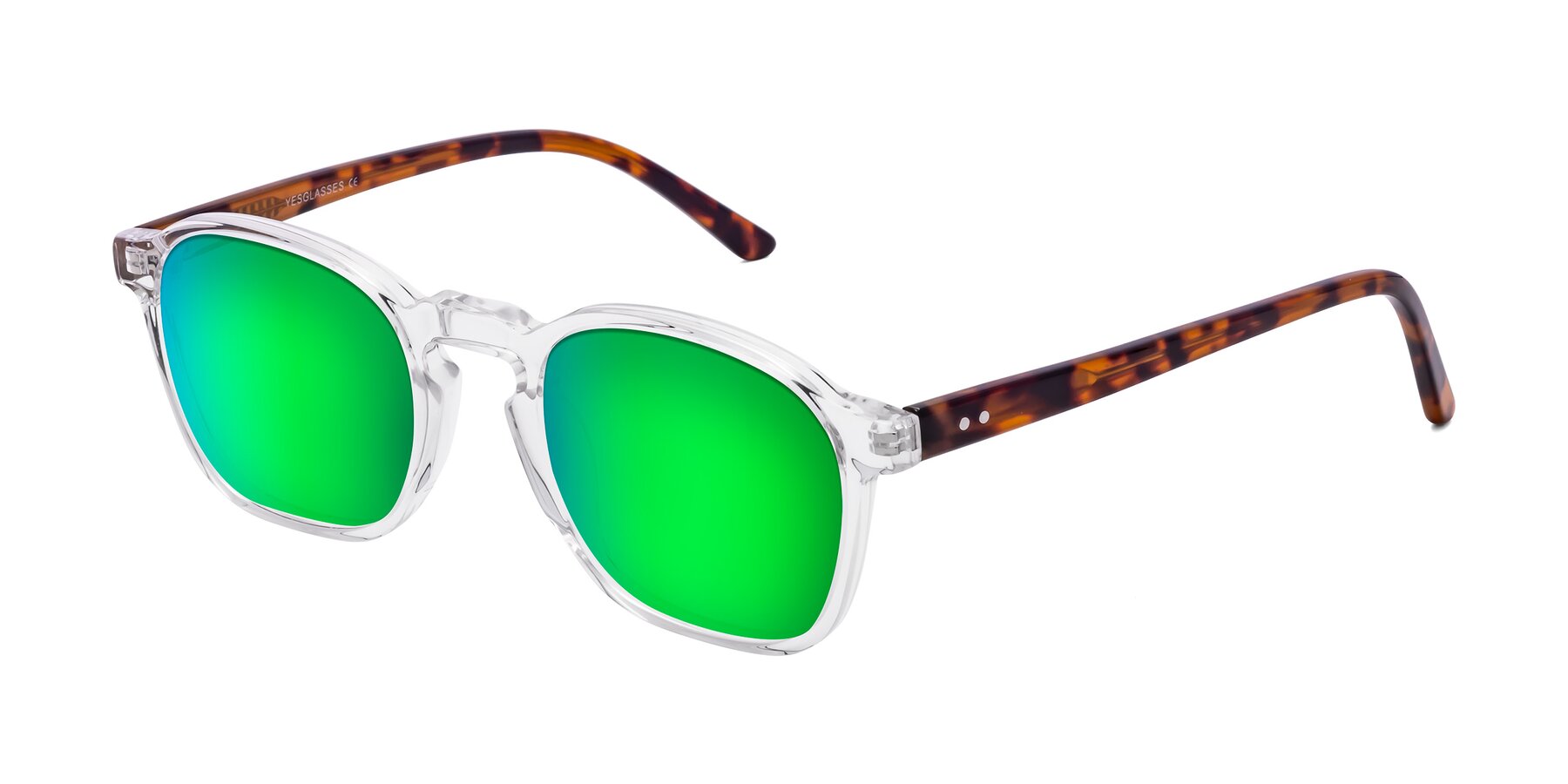 Angle of Generous in Clear with Green Mirrored Lenses
