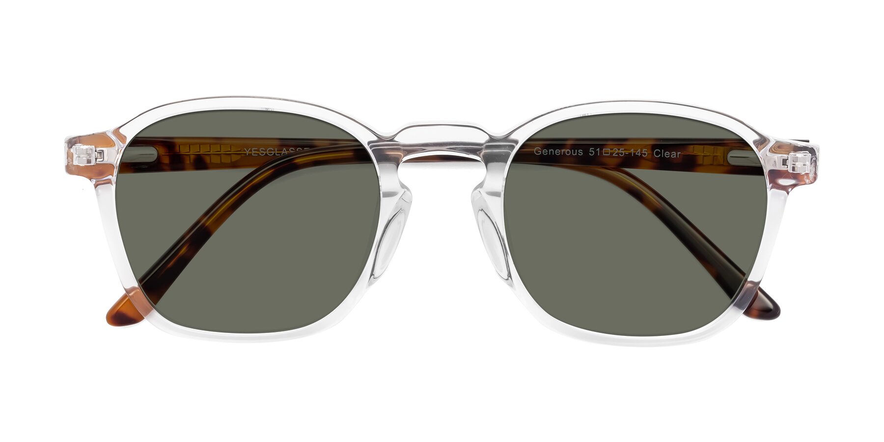 Folded Front of Generous in Clear with Gray Polarized Lenses