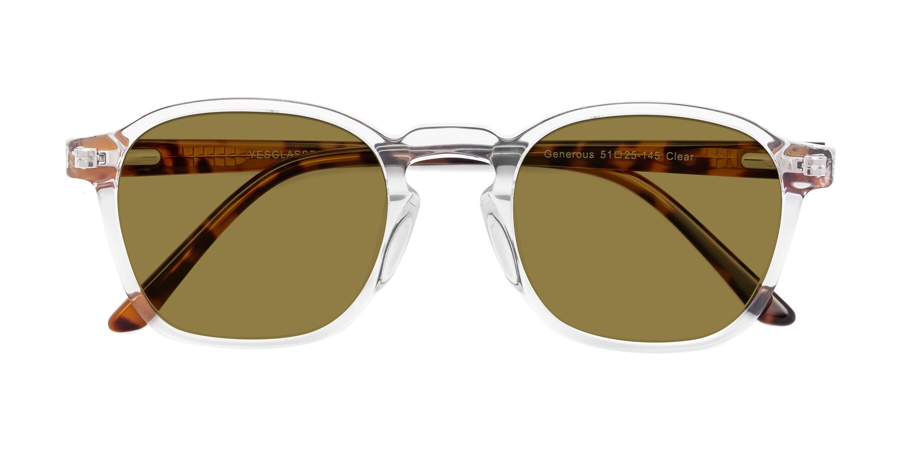 Folded Front of Generous in Clear with Brown Polarized Lenses