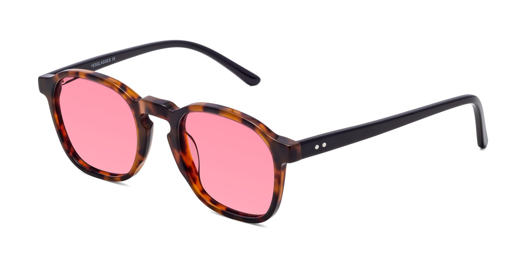 Angle of Generous in Tortoise with Pink Tinted Lenses
