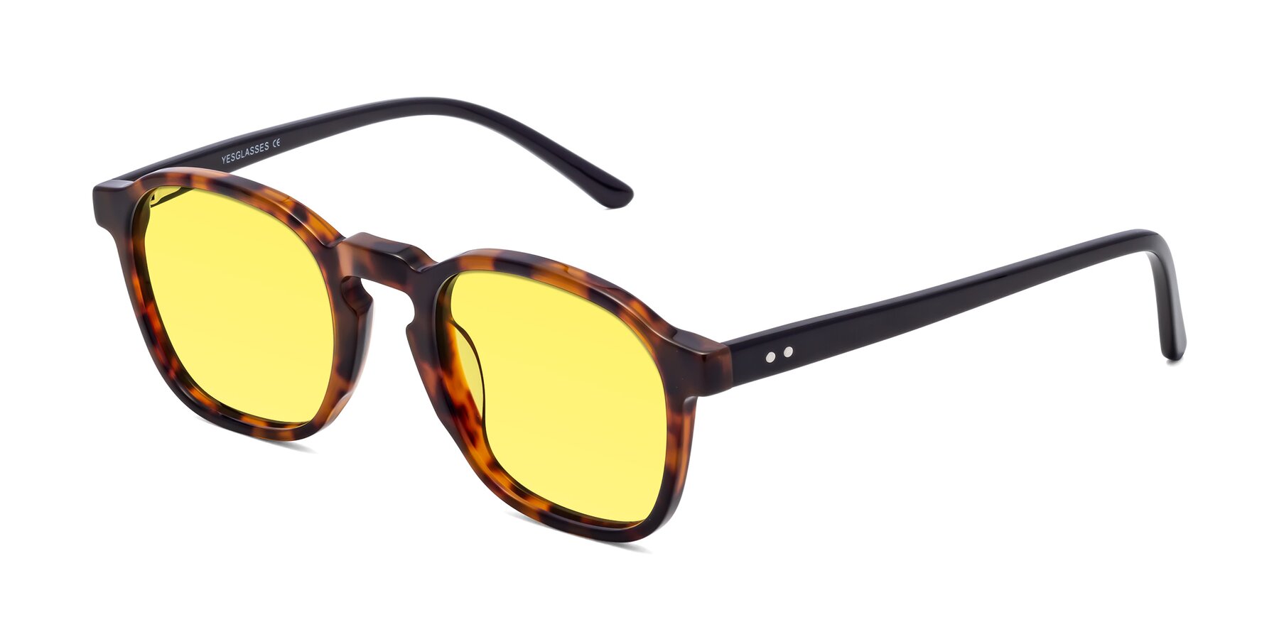 Angle of Generous in Tortoise with Medium Yellow Tinted Lenses