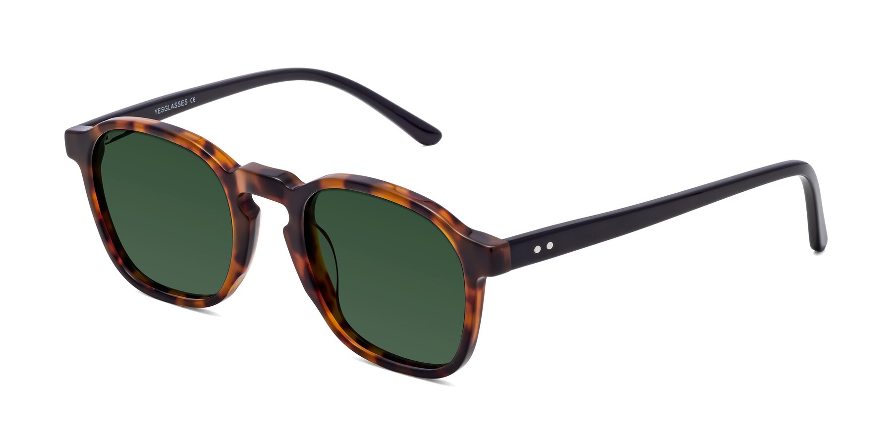 Angle of Generous in Tortoise with Green Tinted Lenses