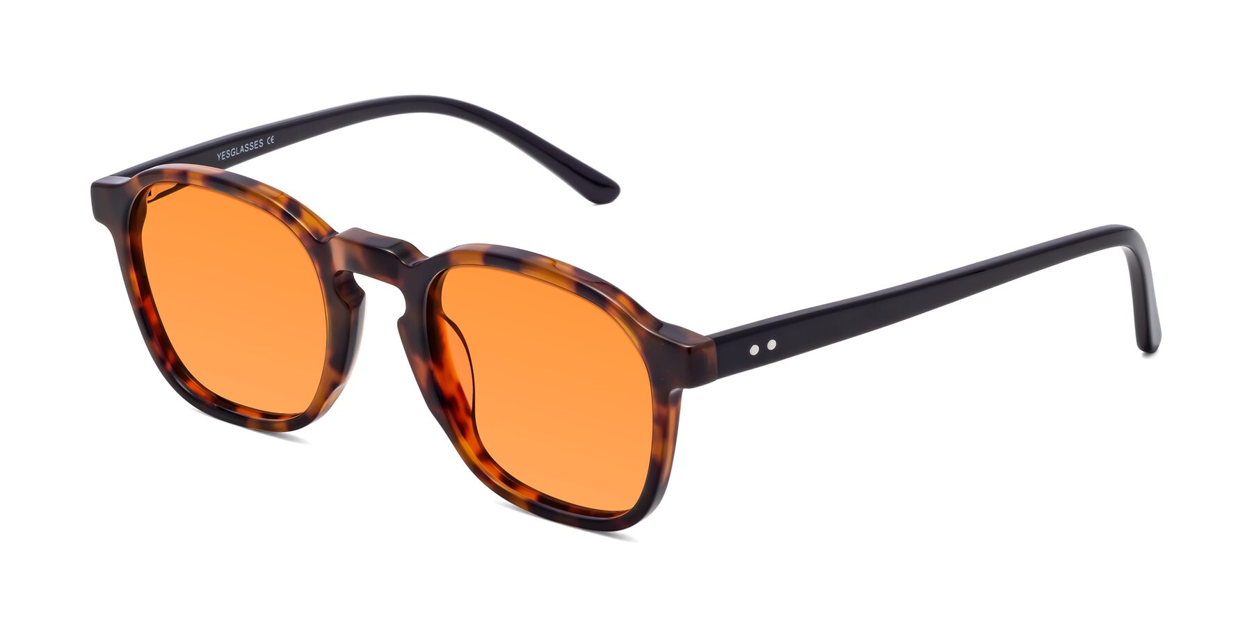 Angle of Generous in Tortoise with Orange Tinted Lenses
