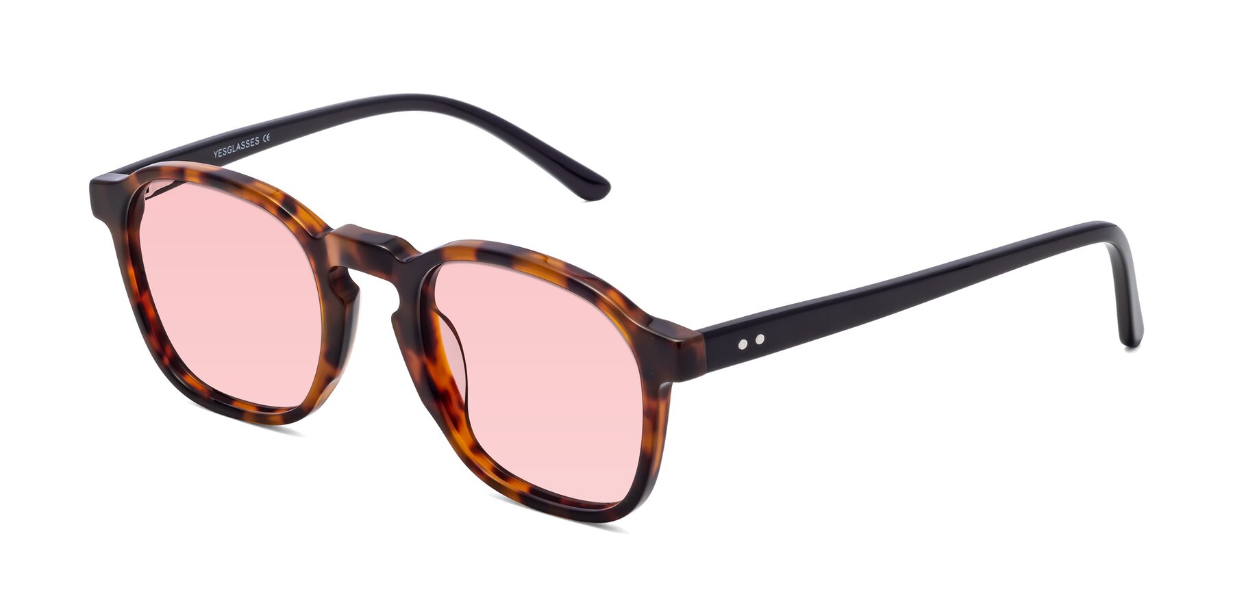 Angle of Generous in Tortoise with Light Garnet Tinted Lenses