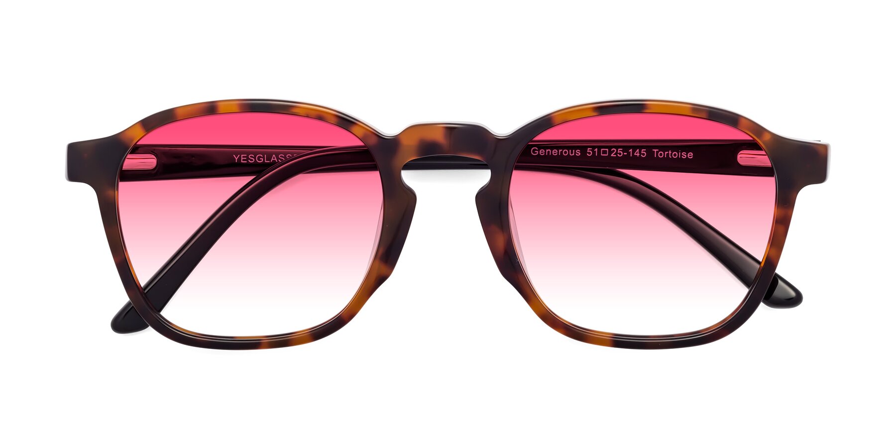 Folded Front of Generous in Tortoise with Pink Gradient Lenses