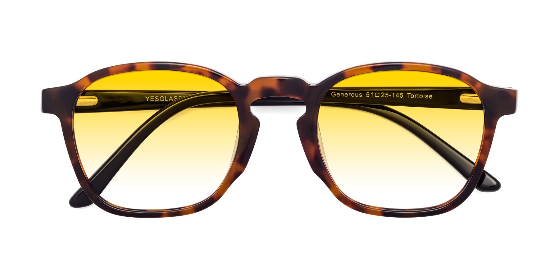 Folded Front of Generous in Tortoise with Yellow Gradient Lenses