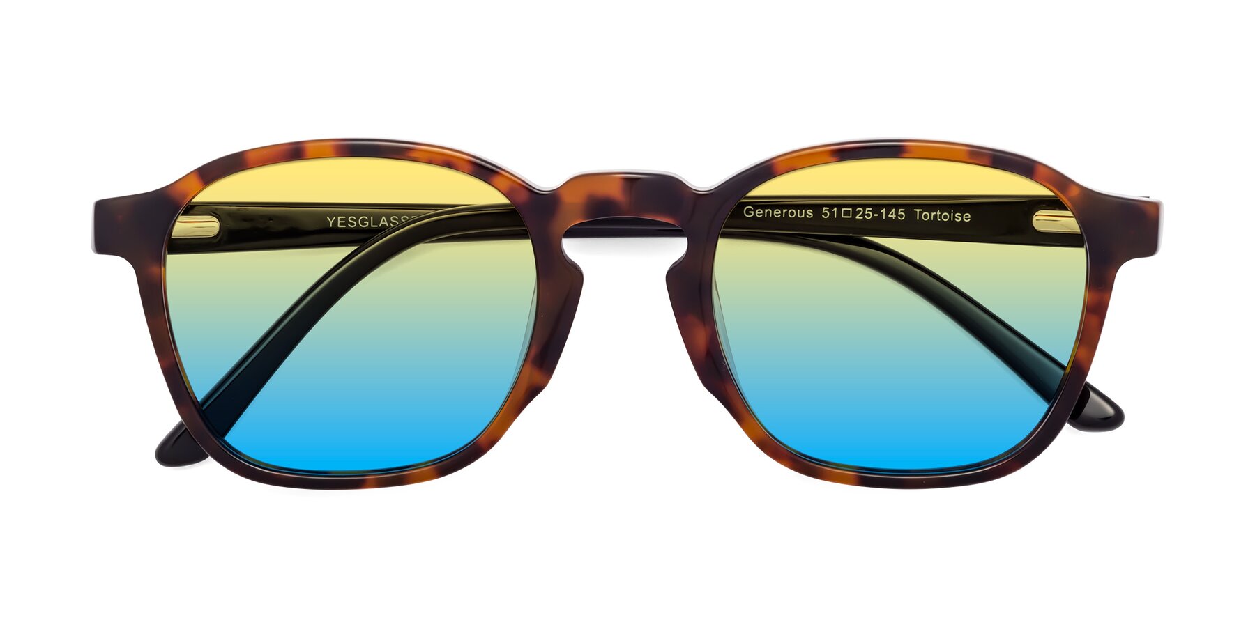 Folded Front of Generous in Tortoise with Yellow / Blue Gradient Lenses