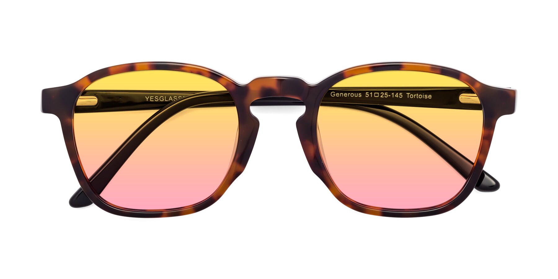 Folded Front of Generous in Tortoise with Yellow / Pink Gradient Lenses