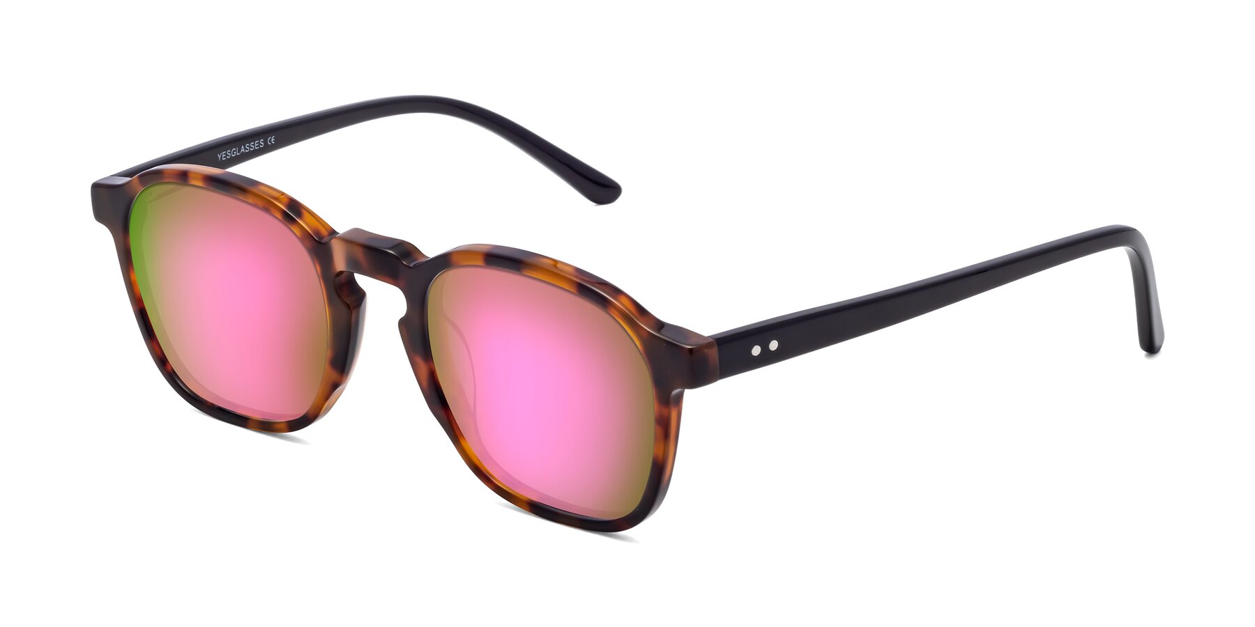 Angle of Generous in Tortoise with Pink Mirrored Lenses
