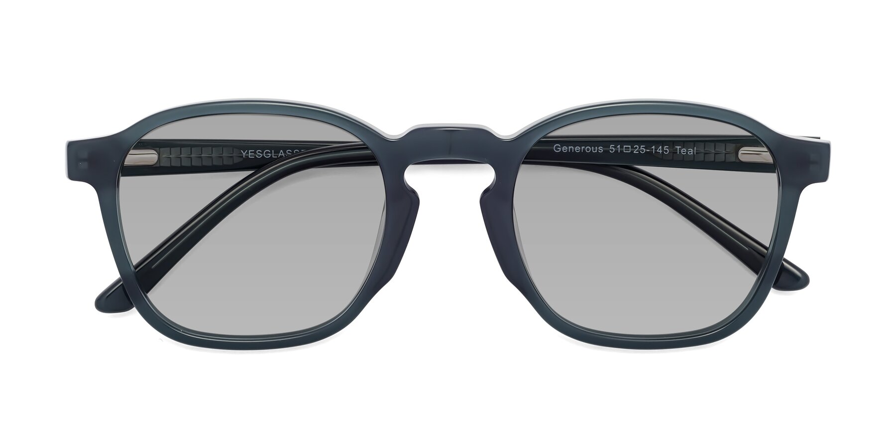 Folded Front of Generous in Teal with Light Gray Tinted Lenses