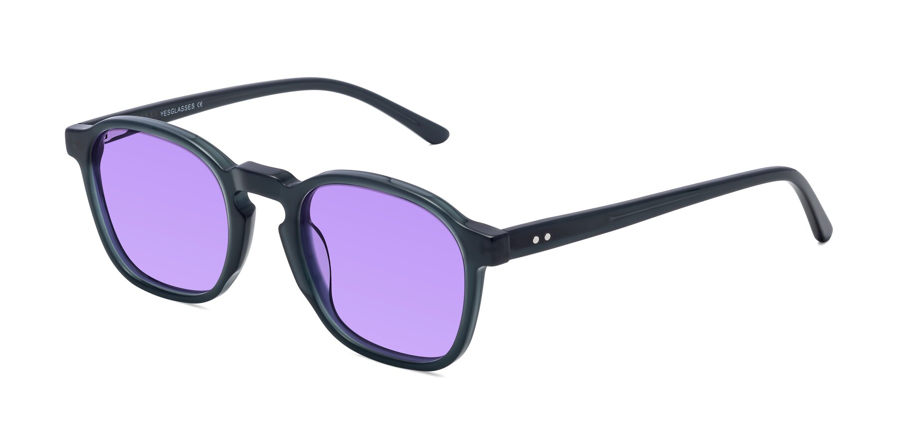 Angle of Generous in Teal with Medium Purple Tinted Lenses