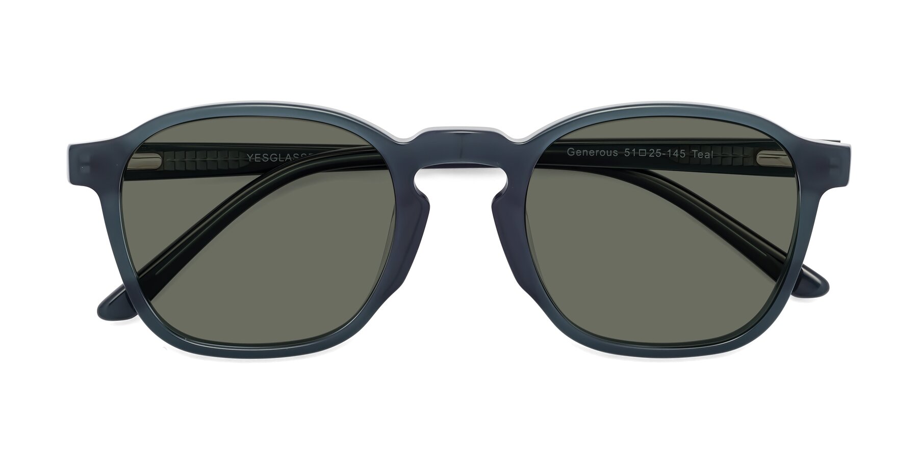 Folded Front of Generous in Teal with Gray Polarized Lenses