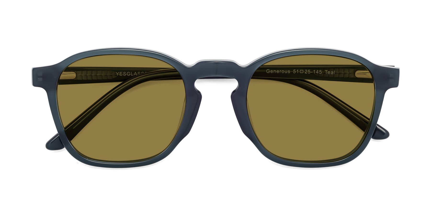 Folded Front of Generous in Teal with Brown Polarized Lenses