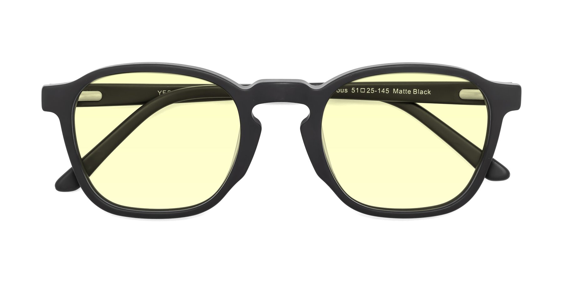 Folded Front of Generous in Matte Black with Light Yellow Tinted Lenses