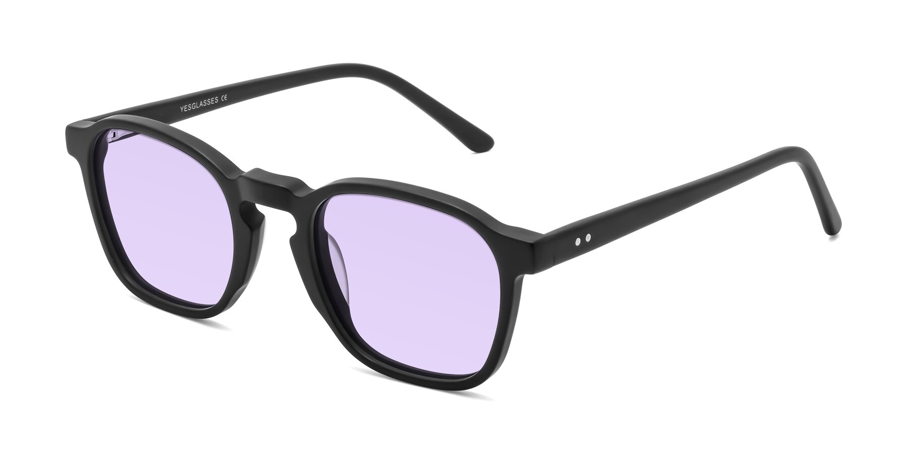 Angle of Generous in Matte Black with Light Purple Tinted Lenses