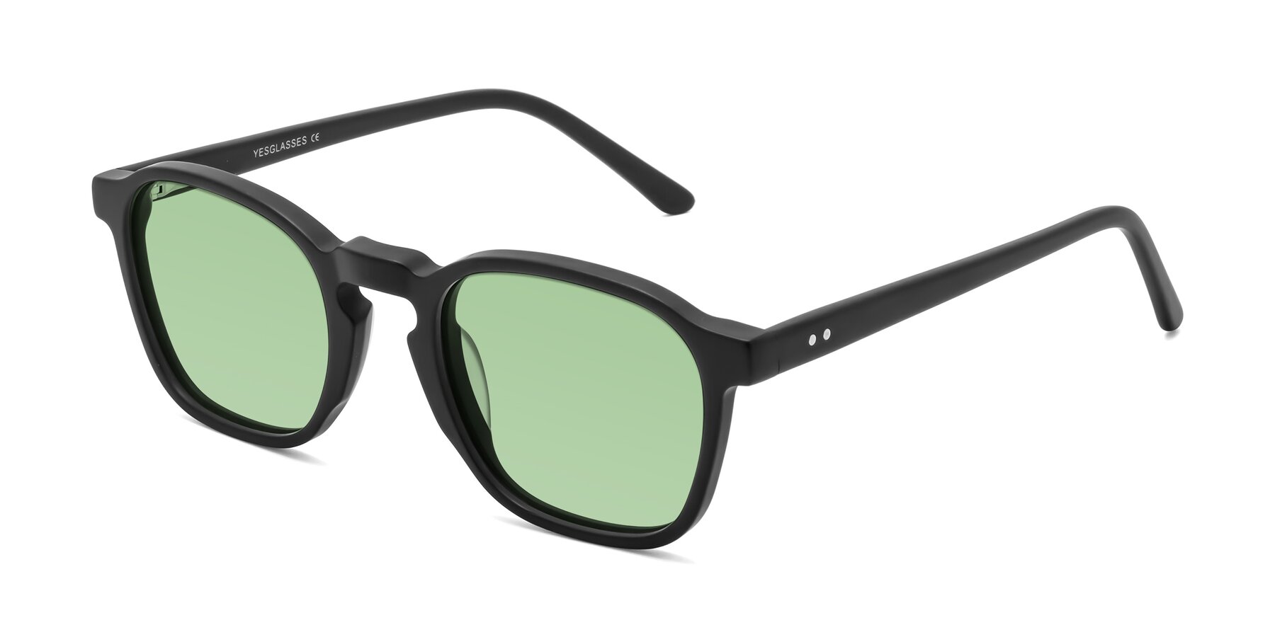 Angle of Generous in Matte Black with Medium Green Tinted Lenses