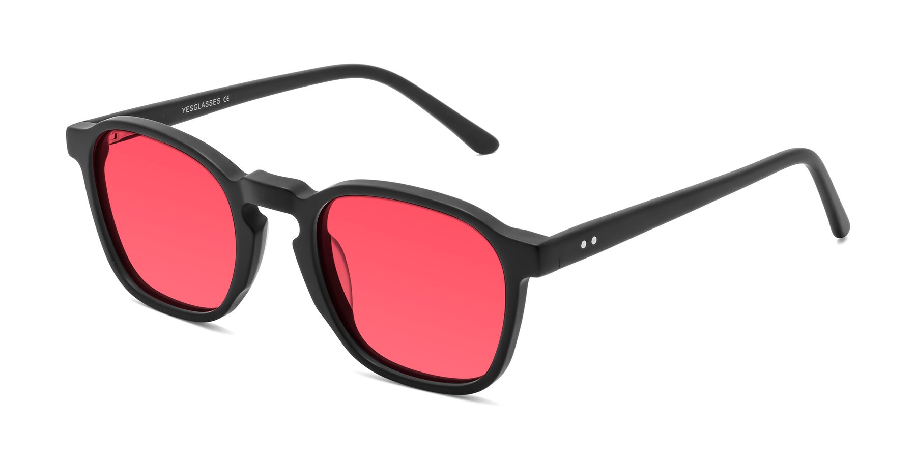 Angle of Generous in Matte Black with Red Tinted Lenses