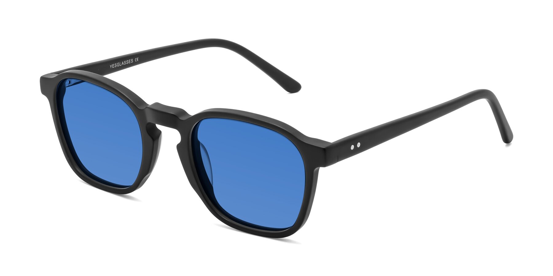 Angle of Generous in Matte Black with Blue Tinted Lenses