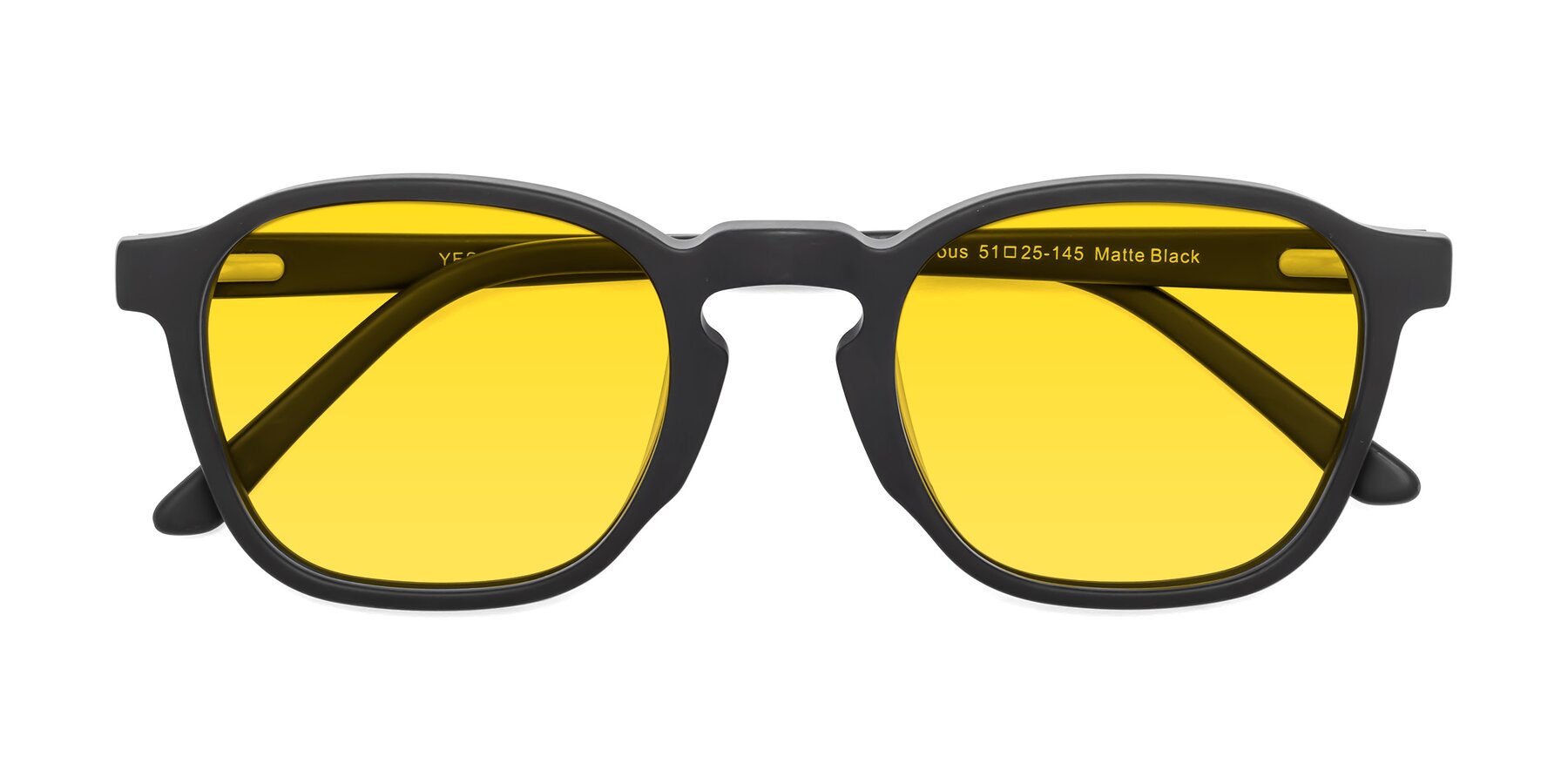 Folded Front of Generous in Matte Black with Yellow Tinted Lenses