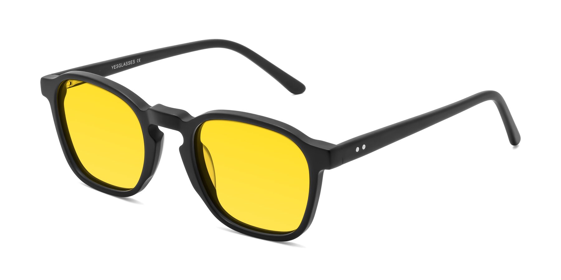 Angle of Generous in Matte Black with Yellow Tinted Lenses