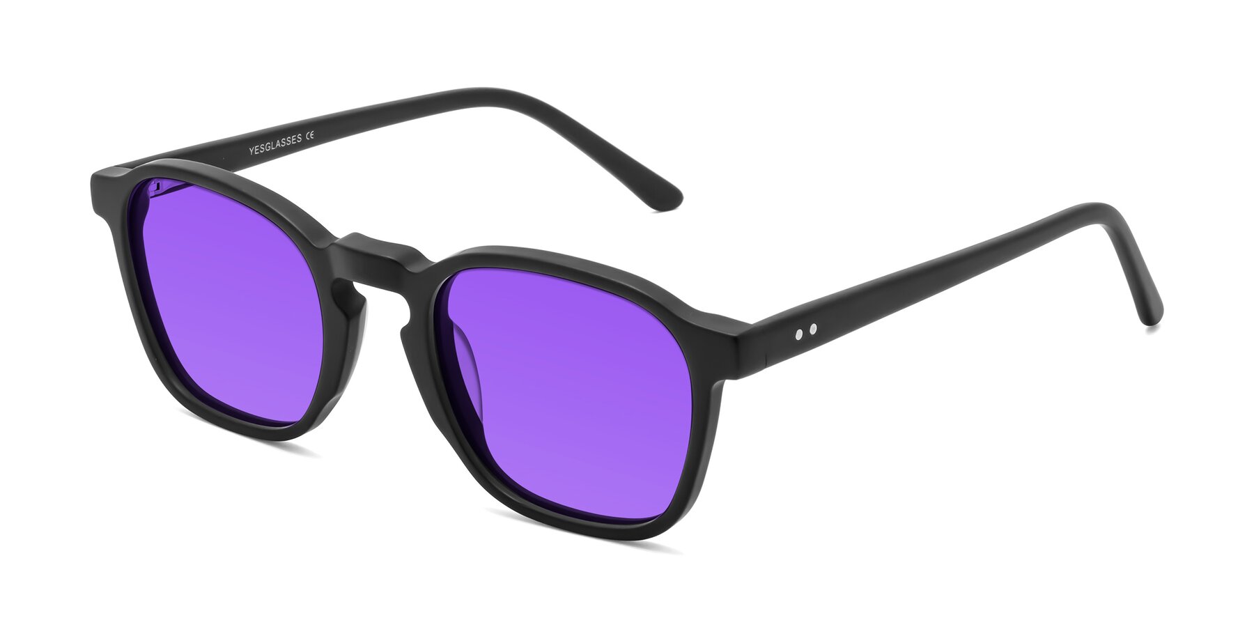 Angle of Generous in Matte Black with Purple Tinted Lenses