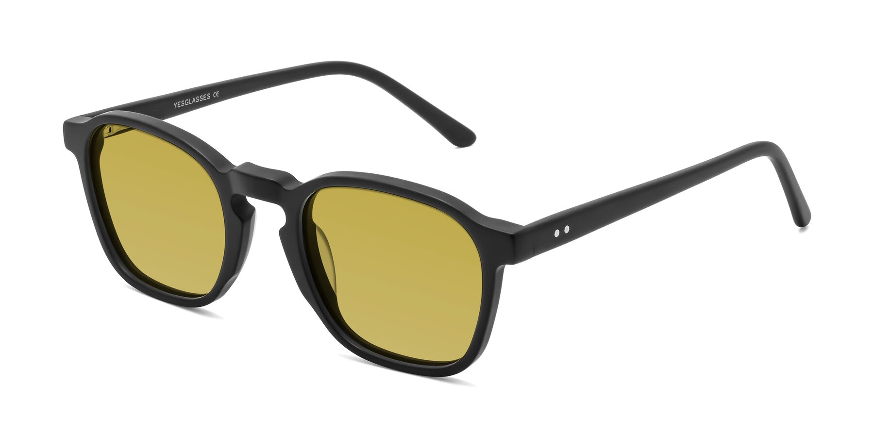 Angle of Generous in Matte Black with Champagne Tinted Lenses
