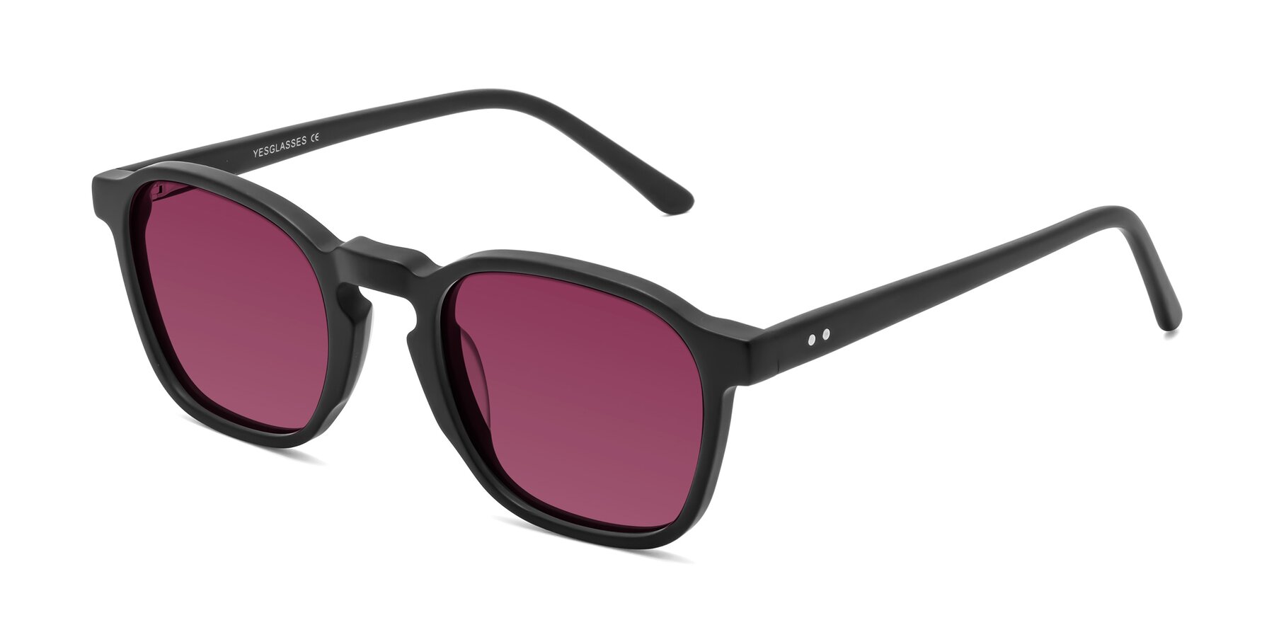 Angle of Generous in Matte Black with Wine Tinted Lenses