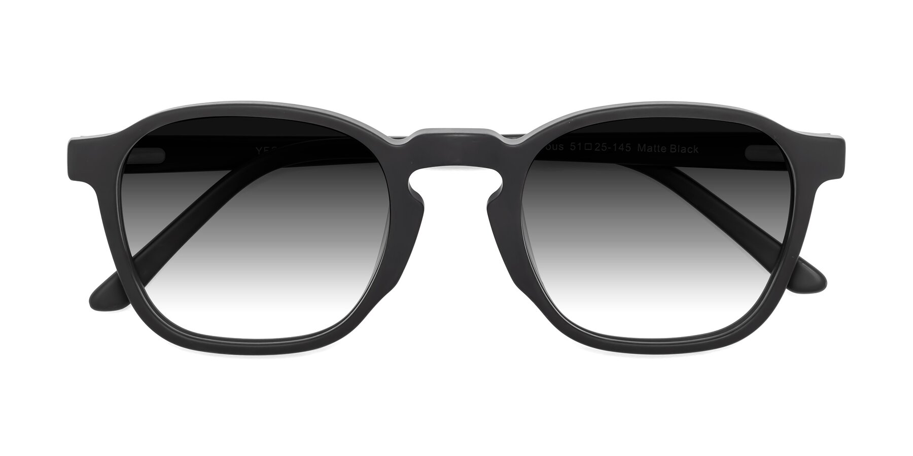 Folded Front of Generous in Matte Black with Gray Gradient Lenses