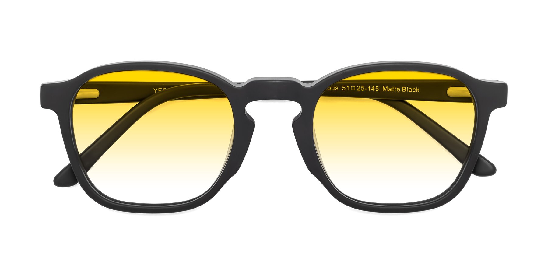 Folded Front of Generous in Matte Black with Yellow Gradient Lenses