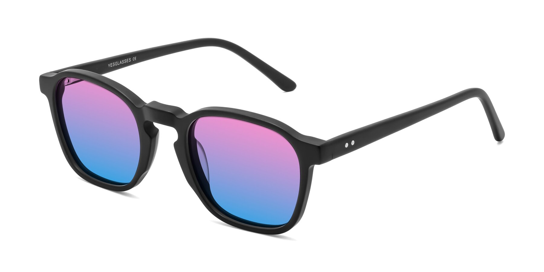 Angle of Generous in Matte Black with Pink / Blue Gradient Lenses