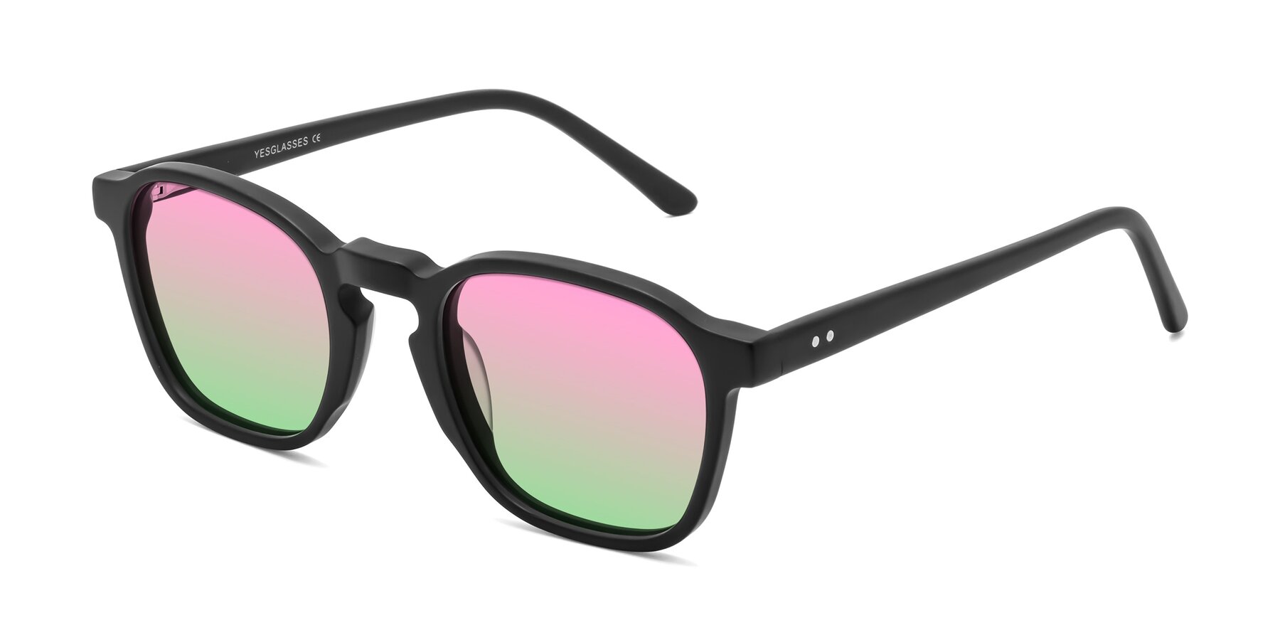 Angle of Generous in Matte Black with Pink / Green Gradient Lenses