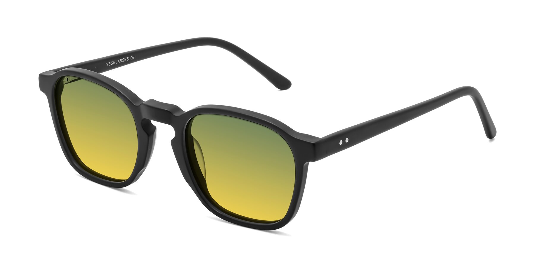 Angle of Generous in Matte Black with Green / Yellow Gradient Lenses