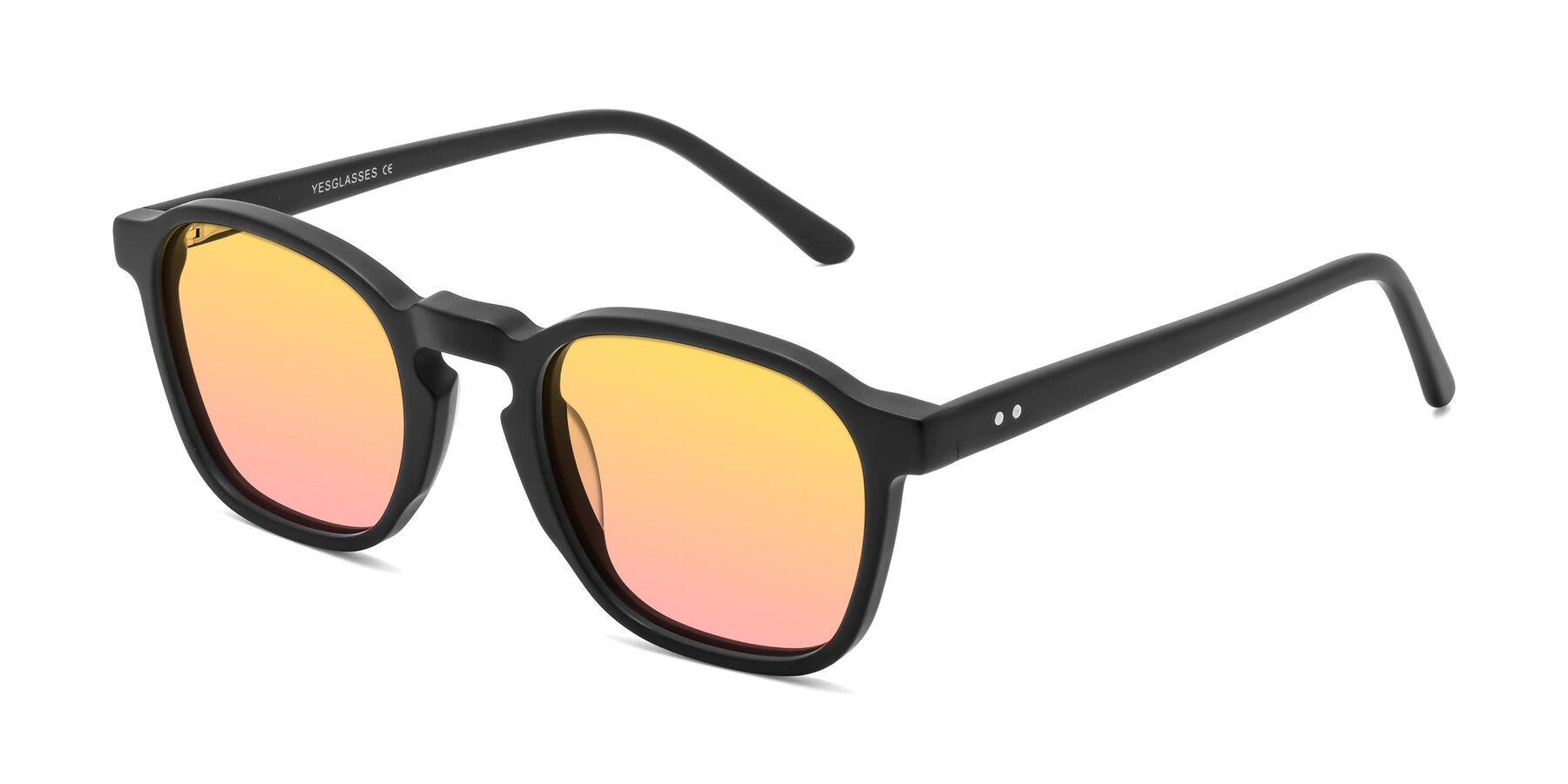 Angle of Generous in Matte Black with Yellow / Pink Gradient Lenses