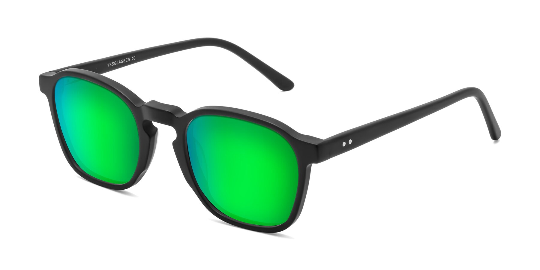 Angle of Generous in Matte Black with Green Mirrored Lenses