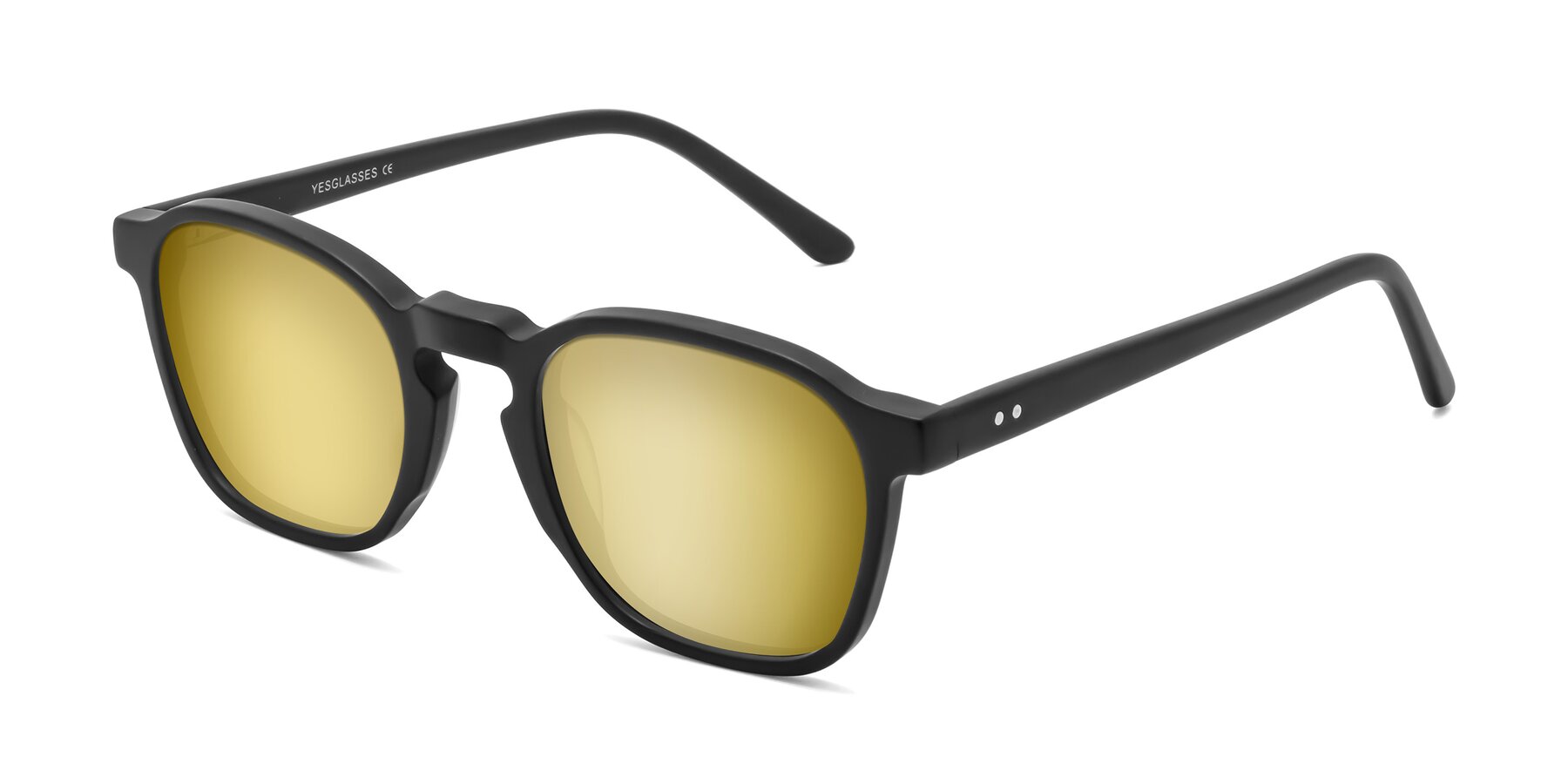 Angle of Generous in Matte Black with Gold Mirrored Lenses