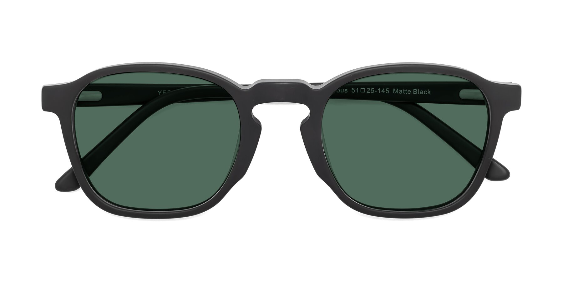 Folded Front of Generous in Matte Black with Green Polarized Lenses