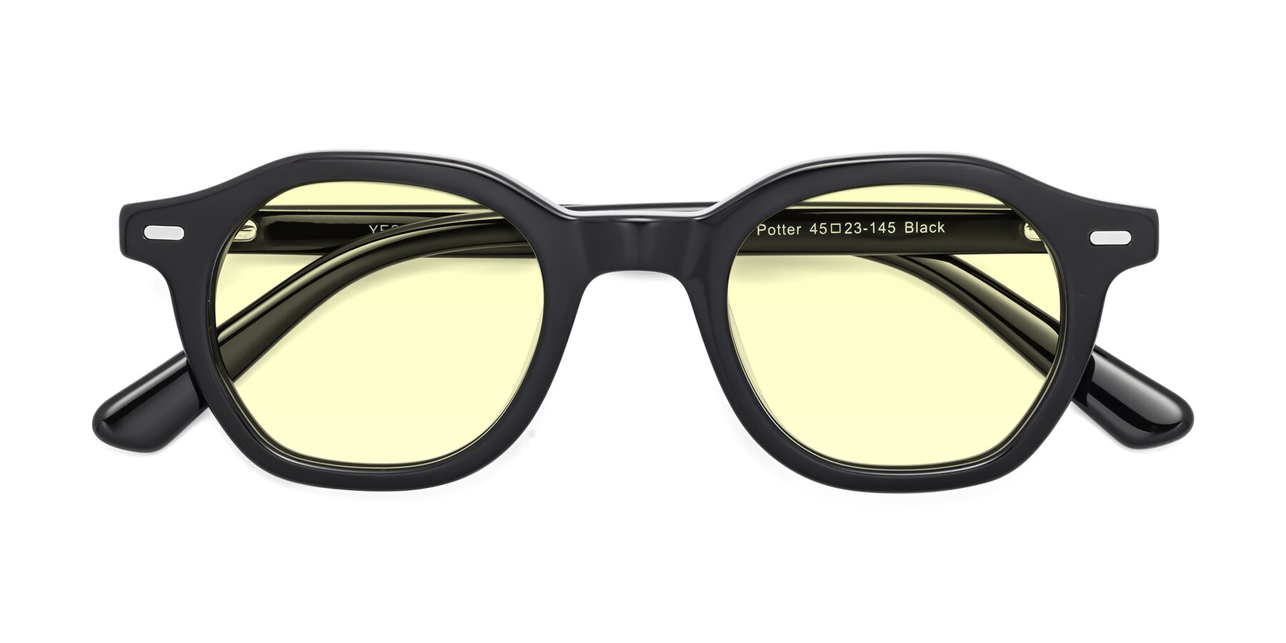 Folded Front of Potter in Black with Light Yellow Tinted Lenses