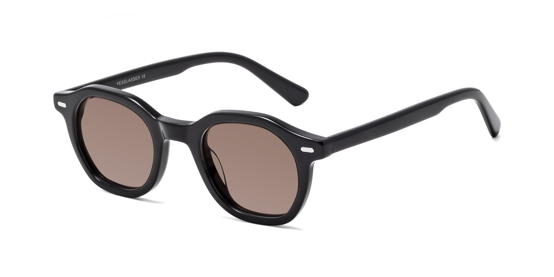 Angle of Potter in Black with Medium Brown Tinted Lenses