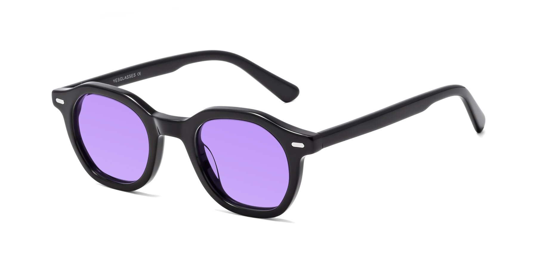 Angle of Potter in Black with Medium Purple Tinted Lenses