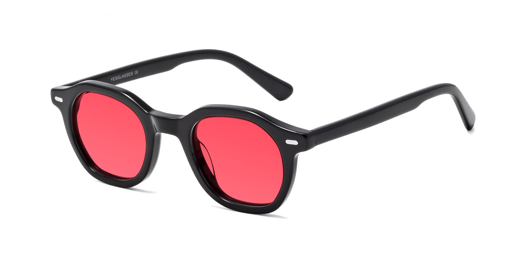 Angle of Potter in Black with Red Tinted Lenses
