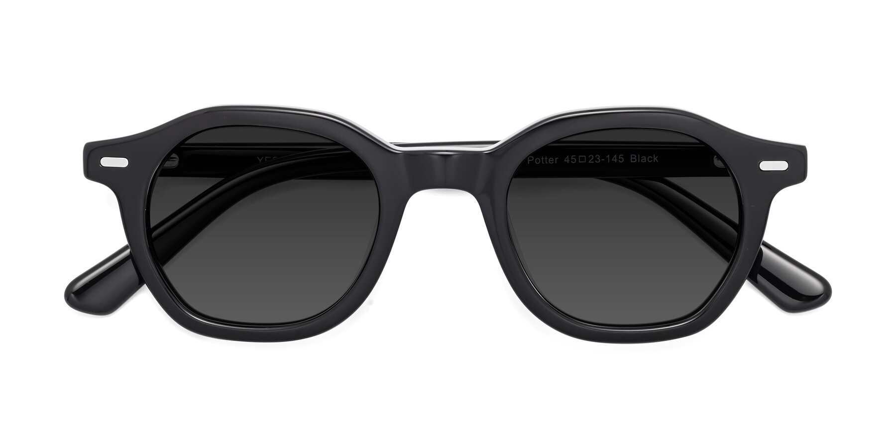 Folded Front of Potter in Black with Gray Tinted Lenses